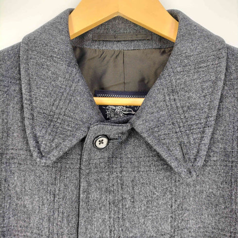 バーバリーズ BURBERRYS 70s イギリス製 比翼 チェック柄 ウール ステンカラーコート メンズ R M