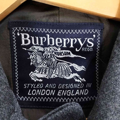 バーバリーズ BURBERRYS 70s イギリス製 比翼 チェック柄 ウール ステンカラーコート メンズ R M