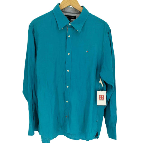 トミーヒルフィガー TOMMY HILFIGER ロゴ刺繍 リネン L/S シャツ メンズ import:XXL