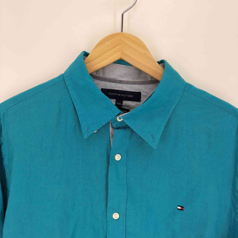 トミーヒルフィガー TOMMY HILFIGER ロゴ刺繍 リネン L/S シャツ メンズ import:XXL