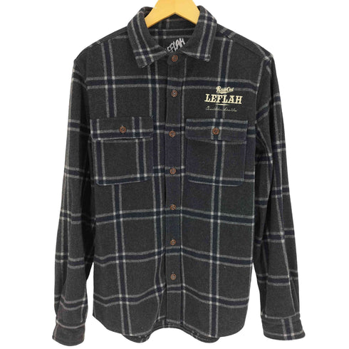レフラー Leflah ロゴ刺繍 タータンチェック フラップポケット ウールミックス フランネルシャツ メンズ JPN:XL
