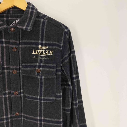 レフラー Leflah ロゴ刺繍 タータンチェック フラップポケット ウールミックス フランネルシャツ メンズ JPN:XL