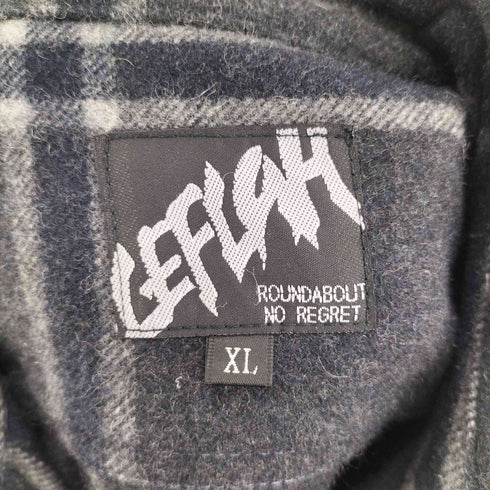 レフラー Leflah ロゴ刺繍 タータンチェック フラップポケット ウールミックス フランネルシャツ メンズ JPN:XL
