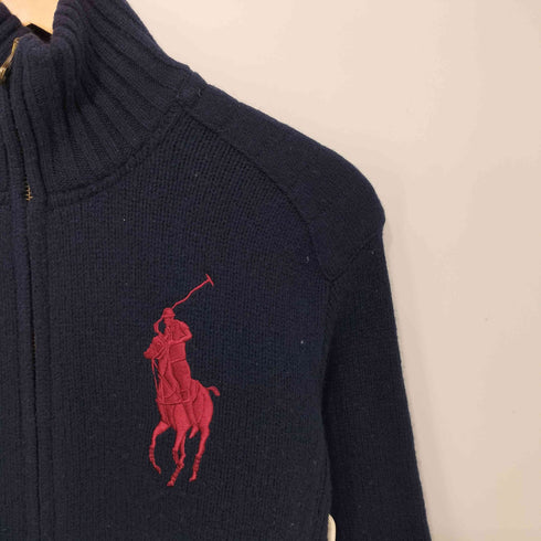 ポロラルフローレン POLO RALPH LAUREN ビッグポニー刺繍 ウール ドライバーズニット ダブルジップ メンズ import:XS