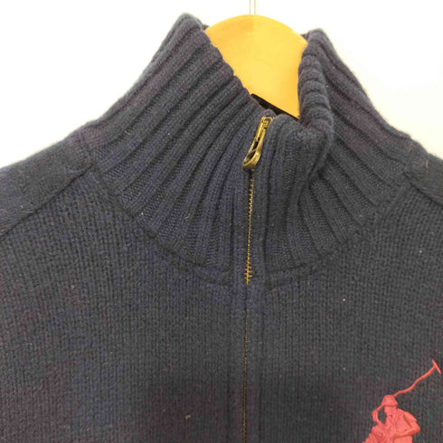 ポロラルフローレン POLO RALPH LAUREN ビッグポニー刺繍 ウール ドライバーズニット ダブルジップ メンズ import:XS