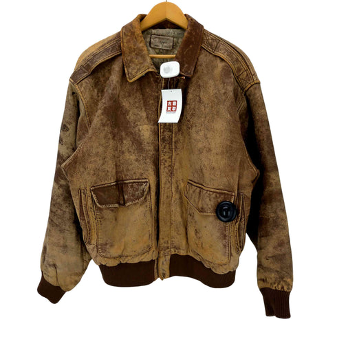 Elegance JAPAN TOKYO 裏地世界地図 G-1型 リアル レザー ジャケット スウィングトップ ブルゾン メンズ