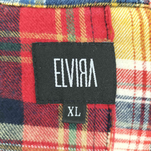 エルヴィラ ELVIRA マドラスチェック パッチワーク クロップド ネルシャツ メンズ JPN:XL