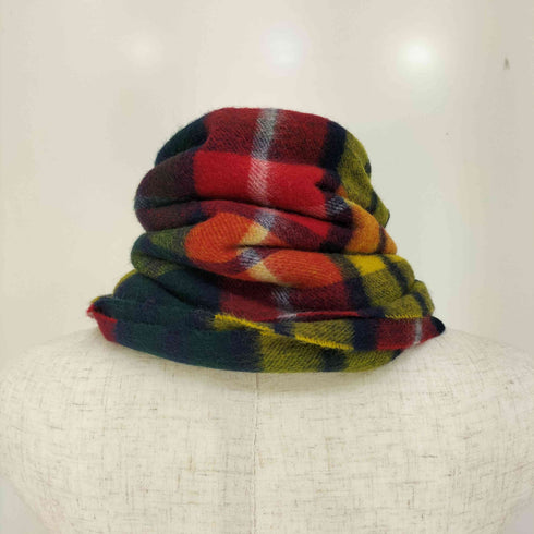 Vita Natur ウールカシミヤ チェック フリンジ マフラー レディース