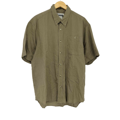 コロンビアスポーツウェア Columbia Sportswear リネン コットン無地 ボタンダウン S/S シャツ メンズ import:L