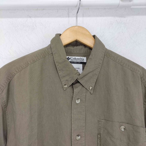 コロンビアスポーツウェア Columbia Sportswear リネン コットン無地 ボタンダウン S/S シャツ メンズ import:L