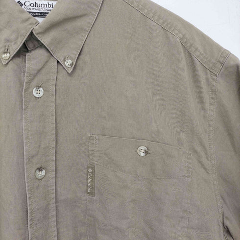 コロンビアスポーツウェア Columbia Sportswear リネン コットン無地 ボタンダウン S/S シャツ メンズ import:L