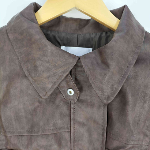 ナイスクラップ NICE CLAUP 25SS フェイクレザー ショート ジャケット レディース FREE