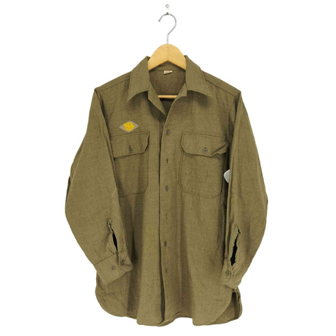 ユーエスアーミー U.S. ARMY 40S 皿ボタン マチ付き ウール オフィサーシャツ ラプチャードダック メンズ 15-32