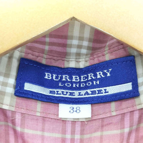 バーバリーブルーレーベル BURBERRY BLUE LABEL ロゴ刺繍 チェックシャツワンピース レディース EUR:38