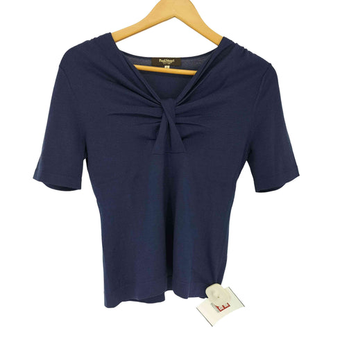 ポールスチュアート Paul Stuart カシミヤ混 リボンデザイン ウール S/S ニット レディース UK:6