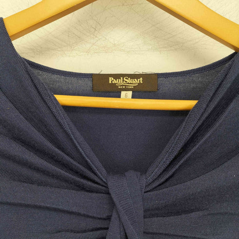 ポールスチュアート Paul Stuart カシミヤ混 リボンデザイン ウール S/S ニット レディース UK:6