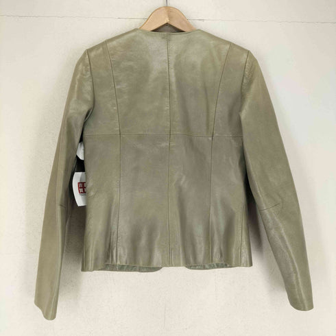 マックスアンドコー MAX & CO. GENUINE LEATHER ノーカラーレザージャケット レディース 40