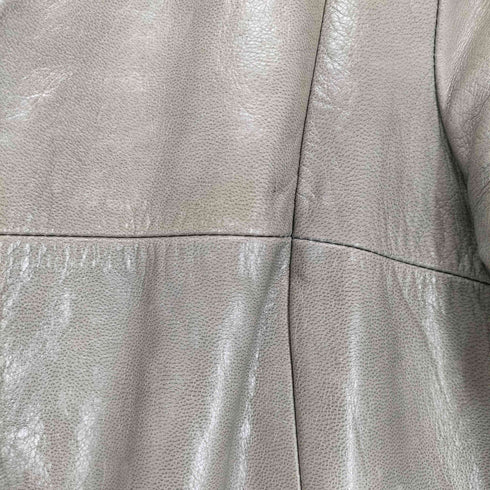 マックスアンドコー MAX & CO. GENUINE LEATHER ノーカラーレザージャケット レディース 40