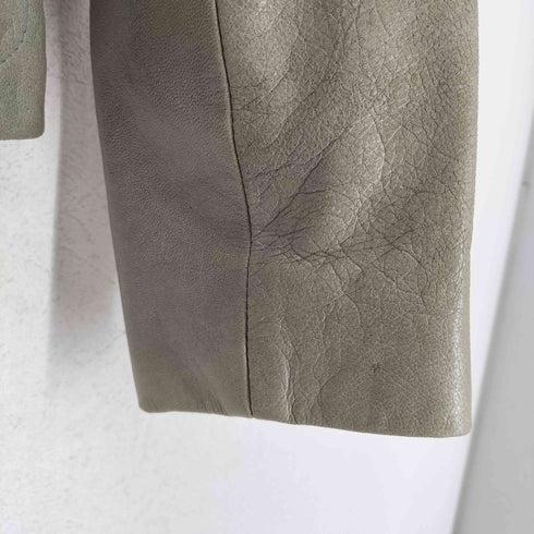 マックスアンドコー MAX & CO. GENUINE LEATHER ノーカラーレザージャケット レディース 40