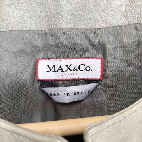 マックスアンドコー MAX & CO. GENUINE LEATHER ノーカラーレザージャケット レディース 40