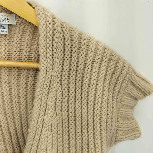 バーニーズニューヨーク BARNEYS NEWYORK イタリア製 cashmere カシミヤ100 ボタンレス 半袖ベスト レディース S