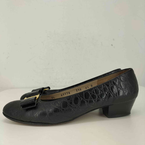 サルヴァトーレフェラガモ Salvatore Ferragamo エンボスリボンパンプス レディース 6 1/2