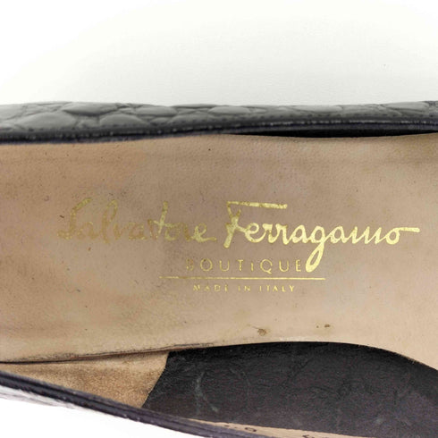 サルヴァトーレフェラガモ Salvatore Ferragamo エンボスリボンパンプス レディース 6 1/2