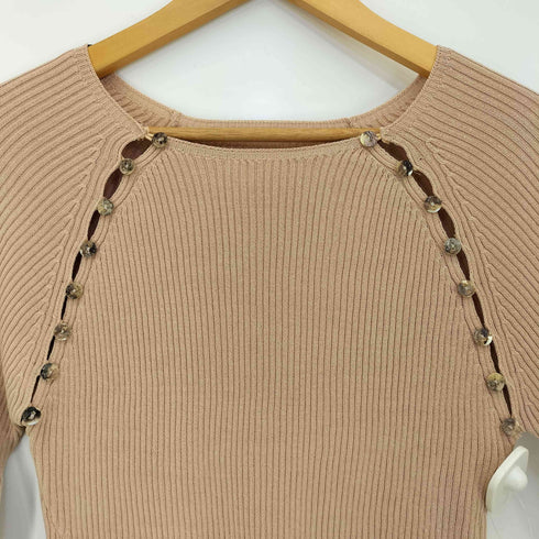 ウィルフリー willfully リブ編み ショルダーボタン ニット レディース FREE