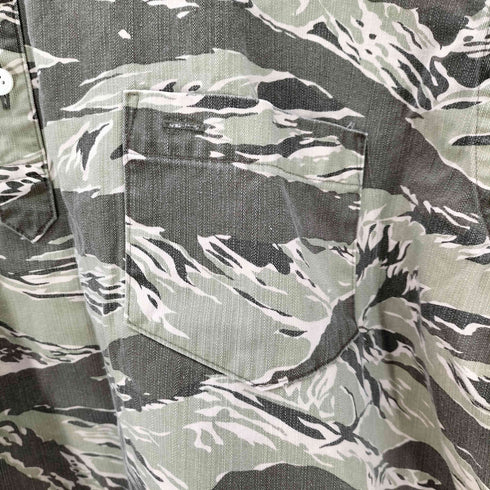 スピナーベイト SPINNER BAIT 迷彩 タイガーカモ コットン ハーフボタン スキッパー S/S ポケット プルオーバー シャツ メンズ JPN:46