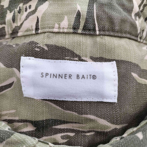 スピナーベイト SPINNER BAIT 迷彩 タイガーカモ コットン ハーフボタン スキッパー S/S ポケット プルオーバー シャツ メンズ JPN:46