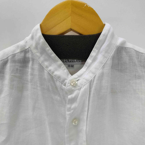 INDIVIDUALIZED SHIRT インディビジュアライズドシャツ STADARD FIT Pure Linen USA製 麻 ピュアリネン バンドカラー L/S シャツ メンズ 15-32