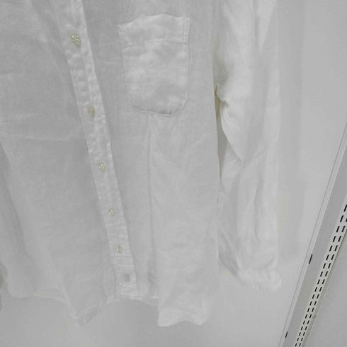 INDIVIDUALIZED SHIRT インディビジュアライズドシャツ STADARD FIT Pure Linen USA製 麻 ピュアリネン バンドカラー L/S シャツ メンズ 15-32