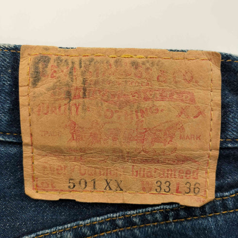リーバイス Levis 90S USA製 ボタン裏555刻印 501XX BIGE ボタンフライ ストレート デニム パンツ 脇割 内股シングル 97年製 バレンシア工場 メンズ W33L36