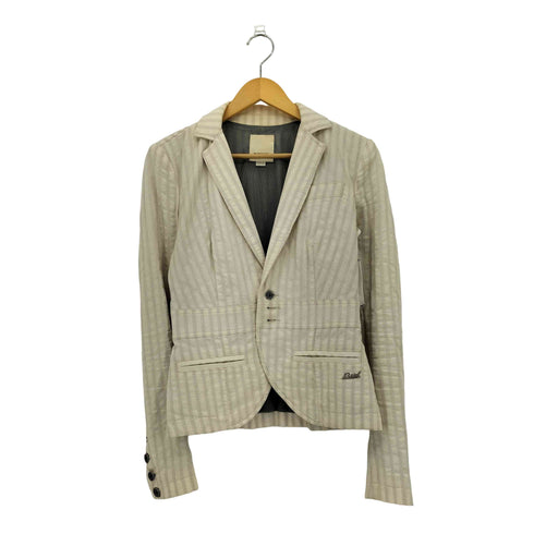 ディーゼル DIESEL 裏地メッシュ ドットストライプ クロップド シングルブレスト テーラードジャケット Y2K レディース import:XS