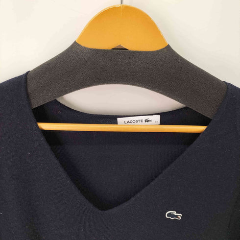 ラコステ LACOSTE ワニ刺繍ロゴ Vネックニットワンピース レディース 40