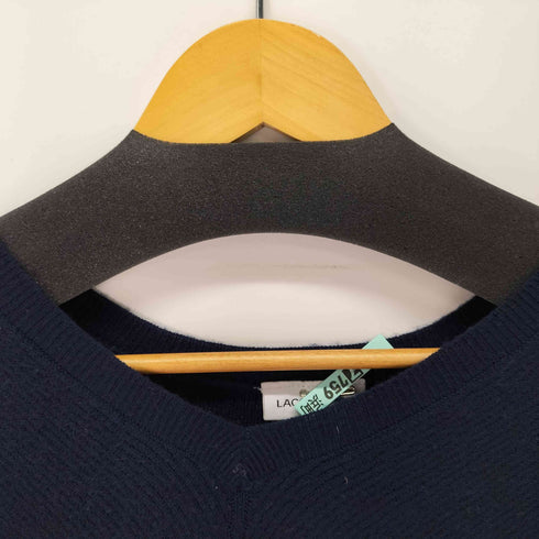 ラコステ LACOSTE ワニ刺繍ロゴ カシミヤ混 Vネックニットワンピース レディース 40