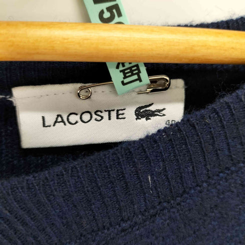 ラコステ LACOSTE ワニ刺繍ロゴ カシミヤ混 Vネックニットワンピース レディース 40