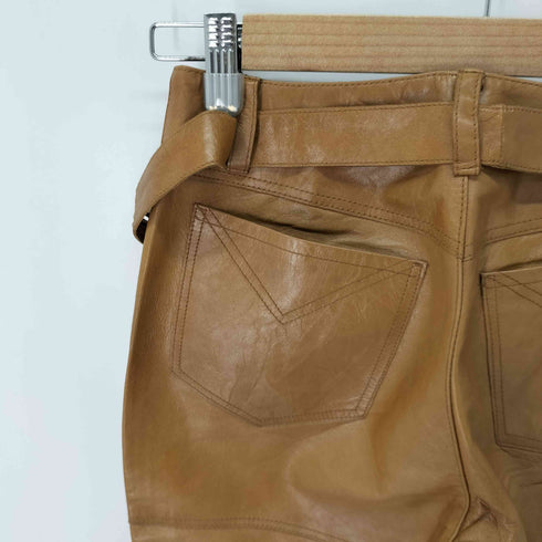 ミッシェルクラン MICHEL KLEIN フリンジデザイン ラムレザーパンツ レディース JPN:38