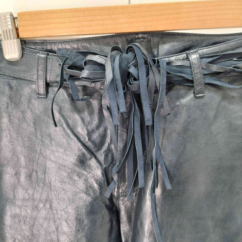 ミッシェルクラン MICHEL KLEIN フリンジデザイン ラムレザーパンツ レディース JPN:38