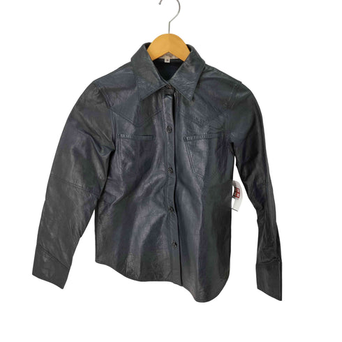 ミッシェルクラン MICHEL KLEIN ウエスタンヨーク ラムレザーシャツジャケット レディース JPN:38