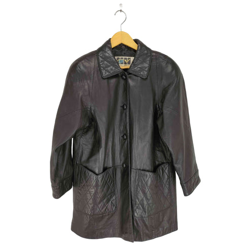 HARON de MARON 部分キルティングレザージャケット レディース FREE