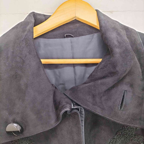 デザインスウェードレザーコート レディース