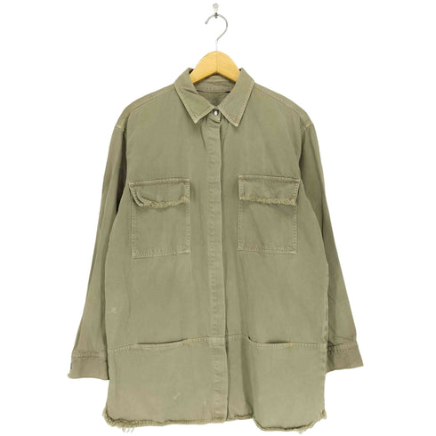 断ち切りデザインバック刺繍シャツジャケット メンズ