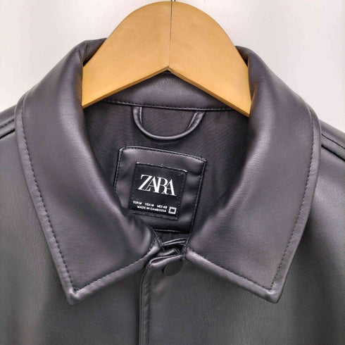 ザラ ZARA FAKE LEATHER COACH JACKET フェイクレザー コーチジャケット メンズ import:M