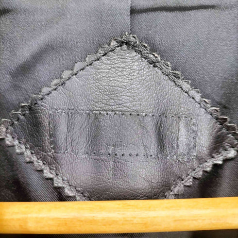 フラップポケットレザーコート レディース