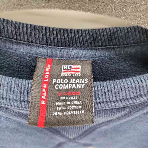 ポロジーンズカンパニーラルフローレン POLO JEANS COMPANY RALPH LAUREN ロゴ刺繍 前Vガゼット クルーネックスウェット メンズ JPN:XL