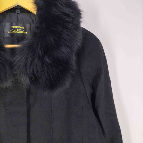 HIGH SENSE Ladies Fashion ウールカシミヤ フォックスファー 比翼コート レディース JPN:L