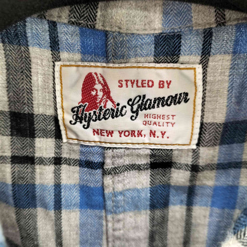 ヒステリックグラマー HYSTERIC GLAMOUR ヒスベア ワンポイント刺繍 ネルシャツ ワンピース レディース FREE