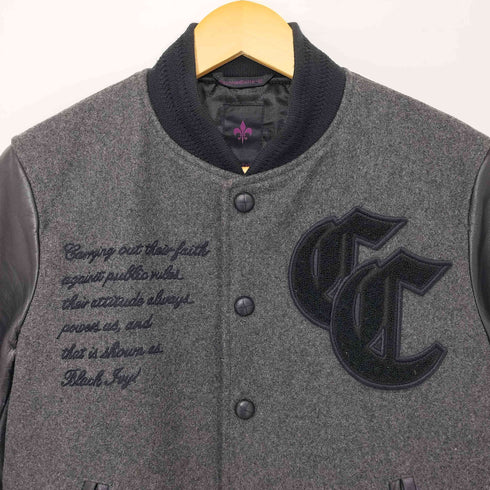 カスタムカルチャー CUSTOM CULTURE 00s Y2K 袖レザー メルトン スタジアムジャンパー スタジャン メンズ JPN:44