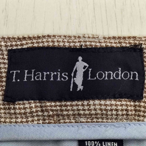 T.Harris london 千鳥格子 リネン100% 2タックスラックス メンズ W34/L32